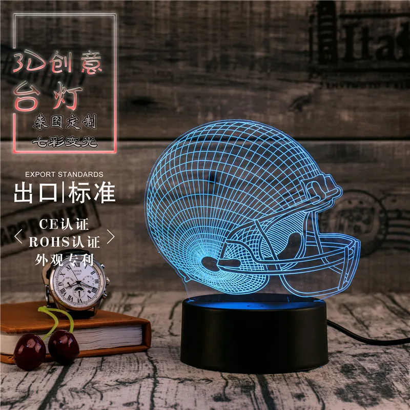 3D Led Novety освещение творческий Подарочный ночник настольная лампа прикроватный шлем свет дома коридор, отель вечерние атмосфера огни