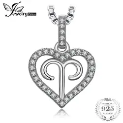 JewelryPalace зодиакальное Созвездие Aries сердце любовь 0.2ct кубического циркония кулон Цепочки и ожерелья стерлингового серебра 925 45 см цепи