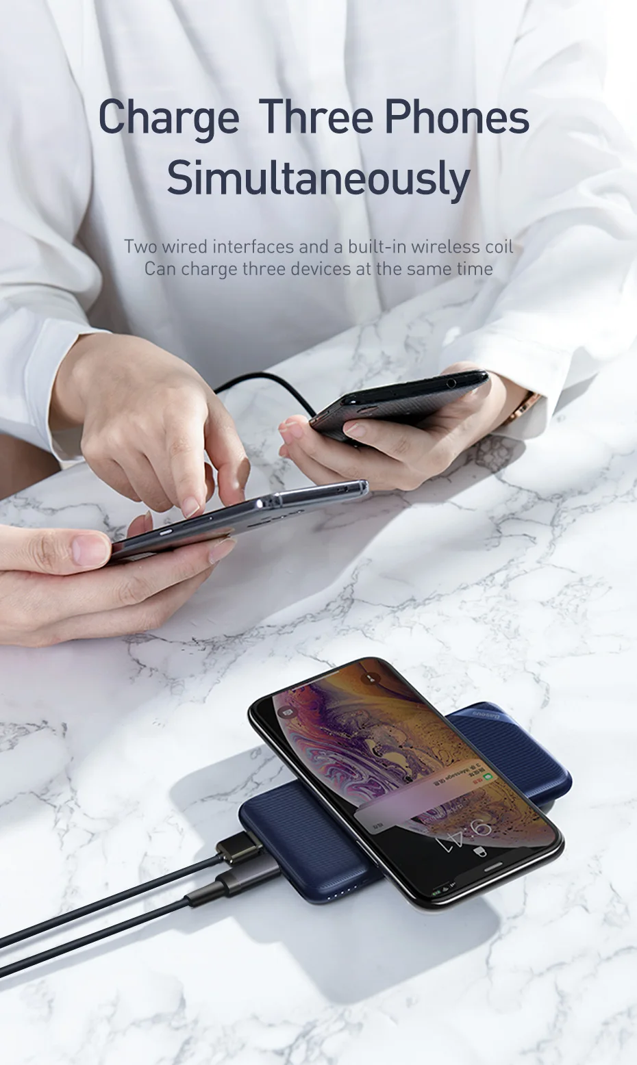 Baseus 10000 мАч Qi Беспроводное зарядное устройство банк питания быстрая зарядка 3,0 PD банк питания для iPhone Xiaomi 10000 Портативный внешний аккумулятор