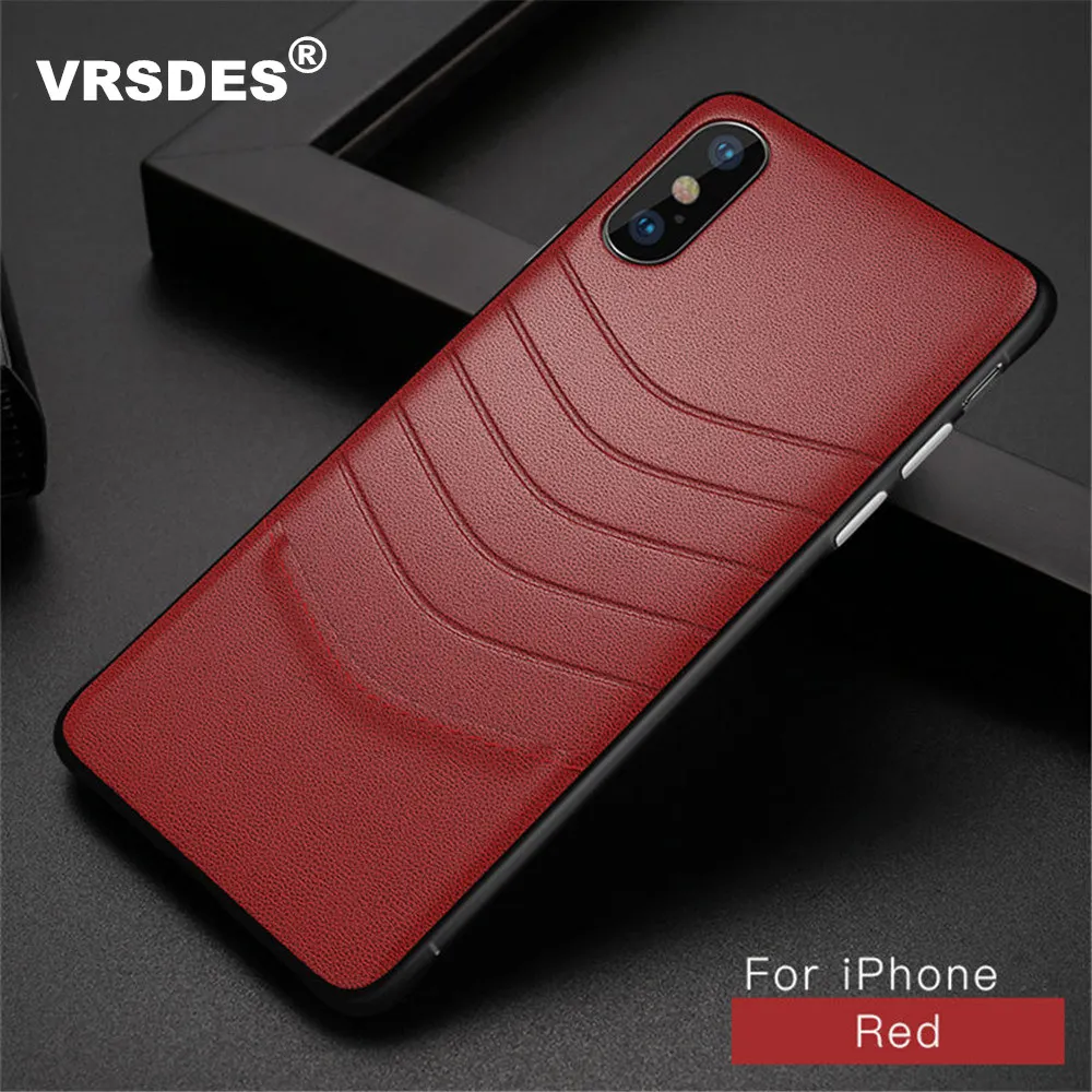 

VRSDES Ultra Thin PU Leather Phone Case For iPhone X XS Max 7 8 Plus Cover Luxury Leather Skin PC Case For iPhone XR X 6 6S Capa
