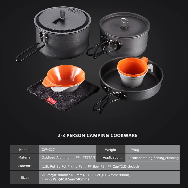 ALOCS al aire libre plegable de aluminio cocina utensilios Camping olla sartén tazón olla para mochila senderismo Picnic ligero