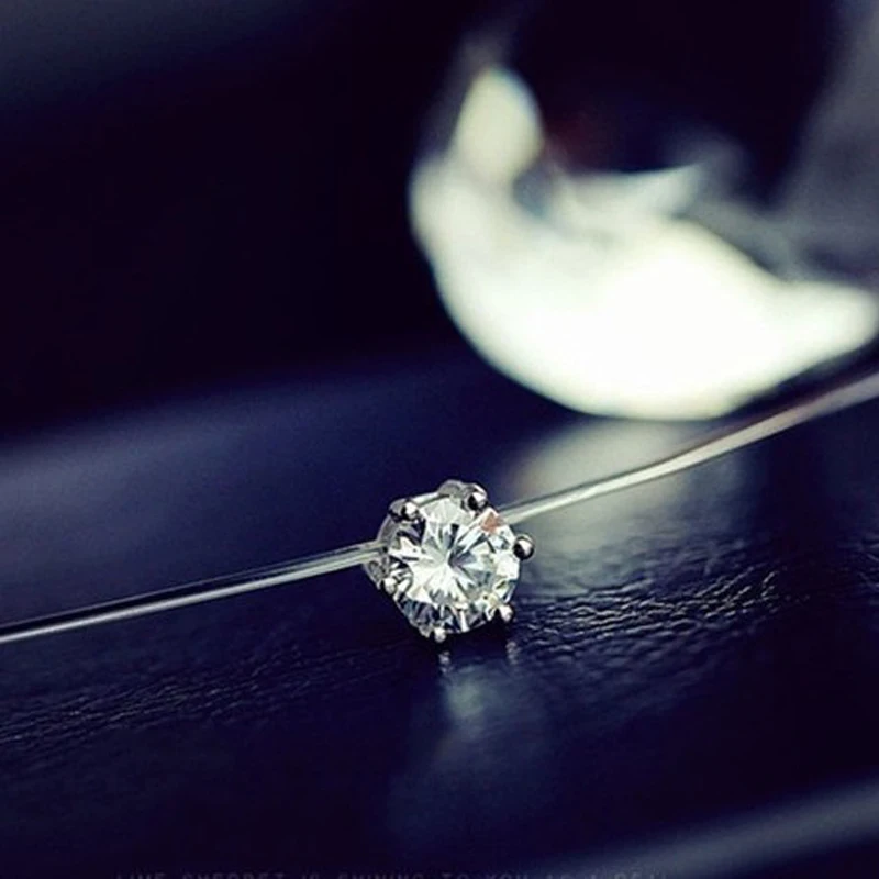 Invisible Chain necklace Choker Rhinestones Tranparent Fishing line