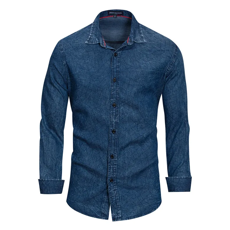 

2019 Spring Autumn Features Shirts Men Casual Jeans Shirt New Arrival Long Sleeve Cotton Slim Fit Casual Denim Men EU Size,FM162