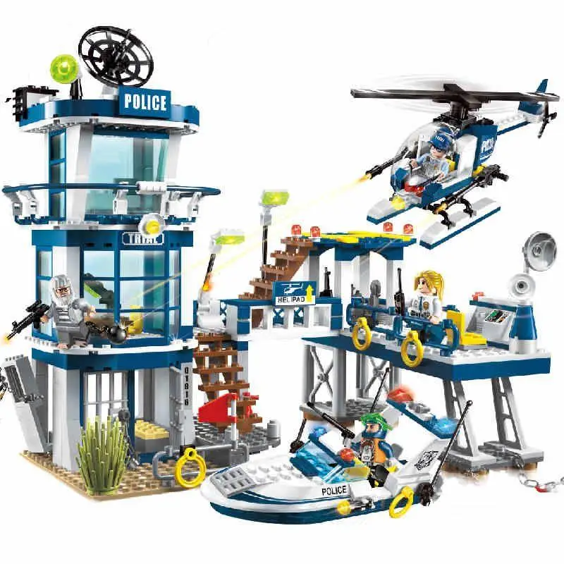 

Models building toy 1916 565Pcs Police Rescue Plan Helicopter Model City Building Blocks compatible with lego toys & hobbies
