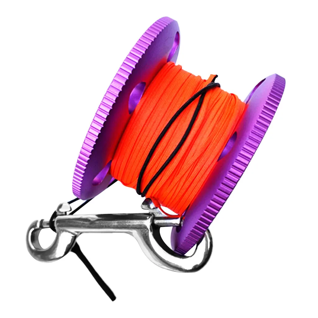 Durable Scuba Diving Aluminum Alloy Finger Reel Spool 20m Line Bolt Snap Clip for Fishing Boating Accessories