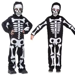 Страшный Детский костюм «скелет» для мальчиков, комбинезон на Хэллоуин, Рождественский карнавальный маскарадный костюм, страшная детская