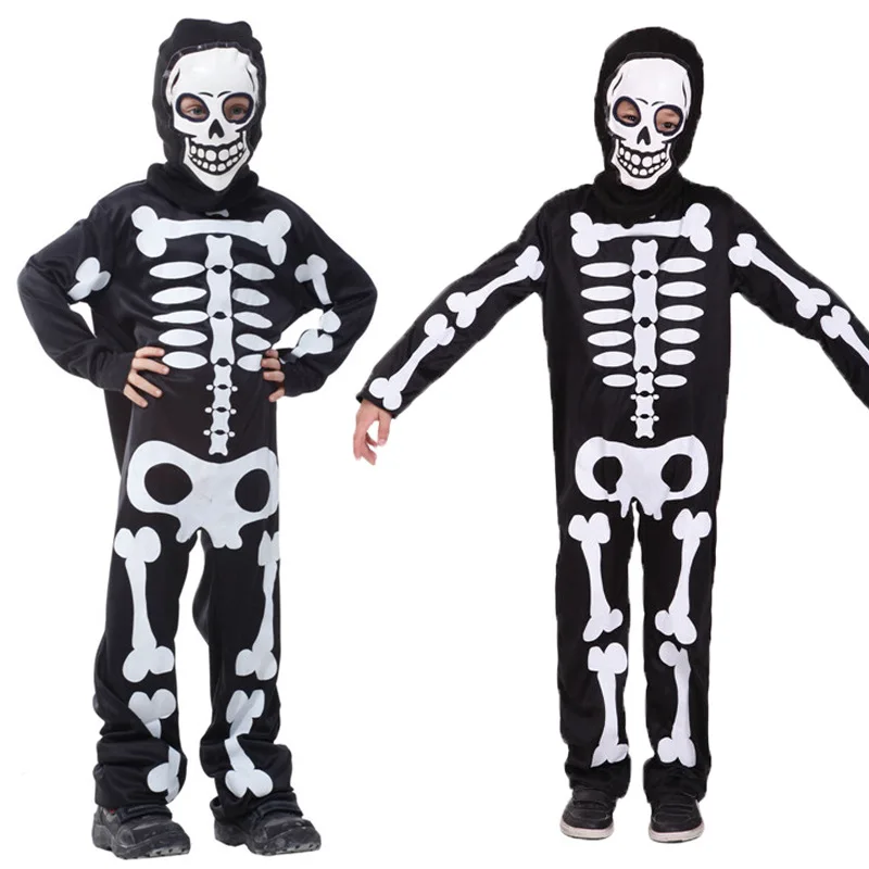 

Scary Children Boys Skeleton Costume Jumpsuit for Halloween Christmas Carnival Masquerade Horrible Kids Ghost Cosplay Clothes