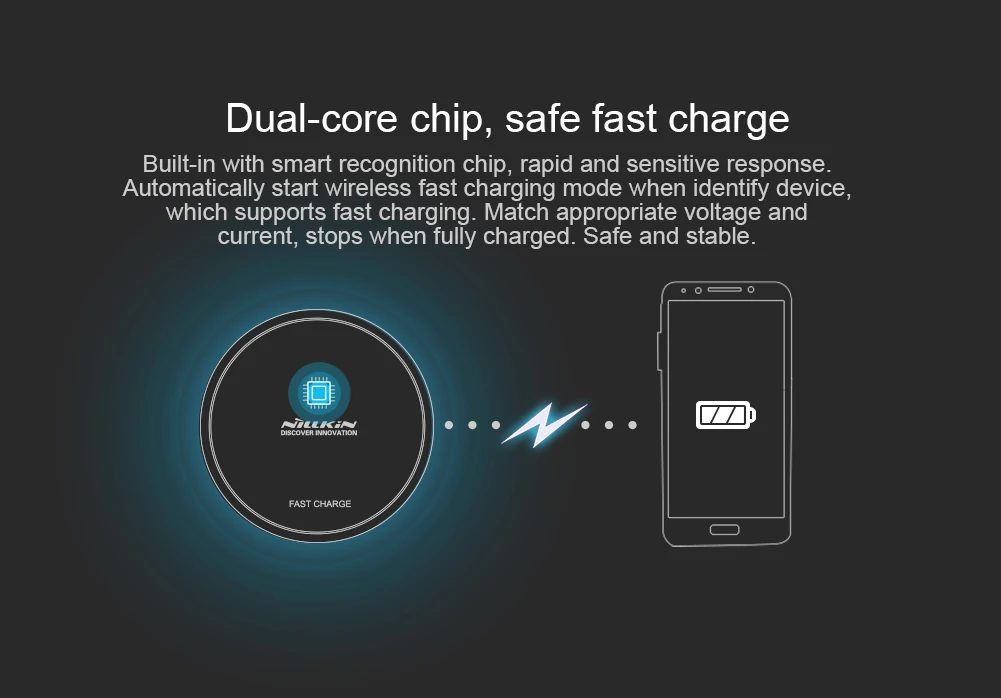 Беспроводное зарядное устройство Nillkin для быстрой зарядки Magic Disk Qi для samsung S8 S9 Plus Note 8 Lumia 950 XL Nexus 5X LG G4