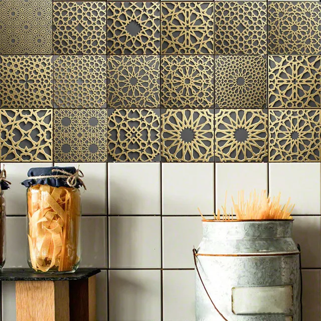 Moroccan Style Retro Tile Floor Sticker For Kitchen Pvc Waterproof Moroccan Style Retro Tile Floor Sticker For Kitchen Pvc Waterproof Waist Line Wall Stickers Bathroom Decoration