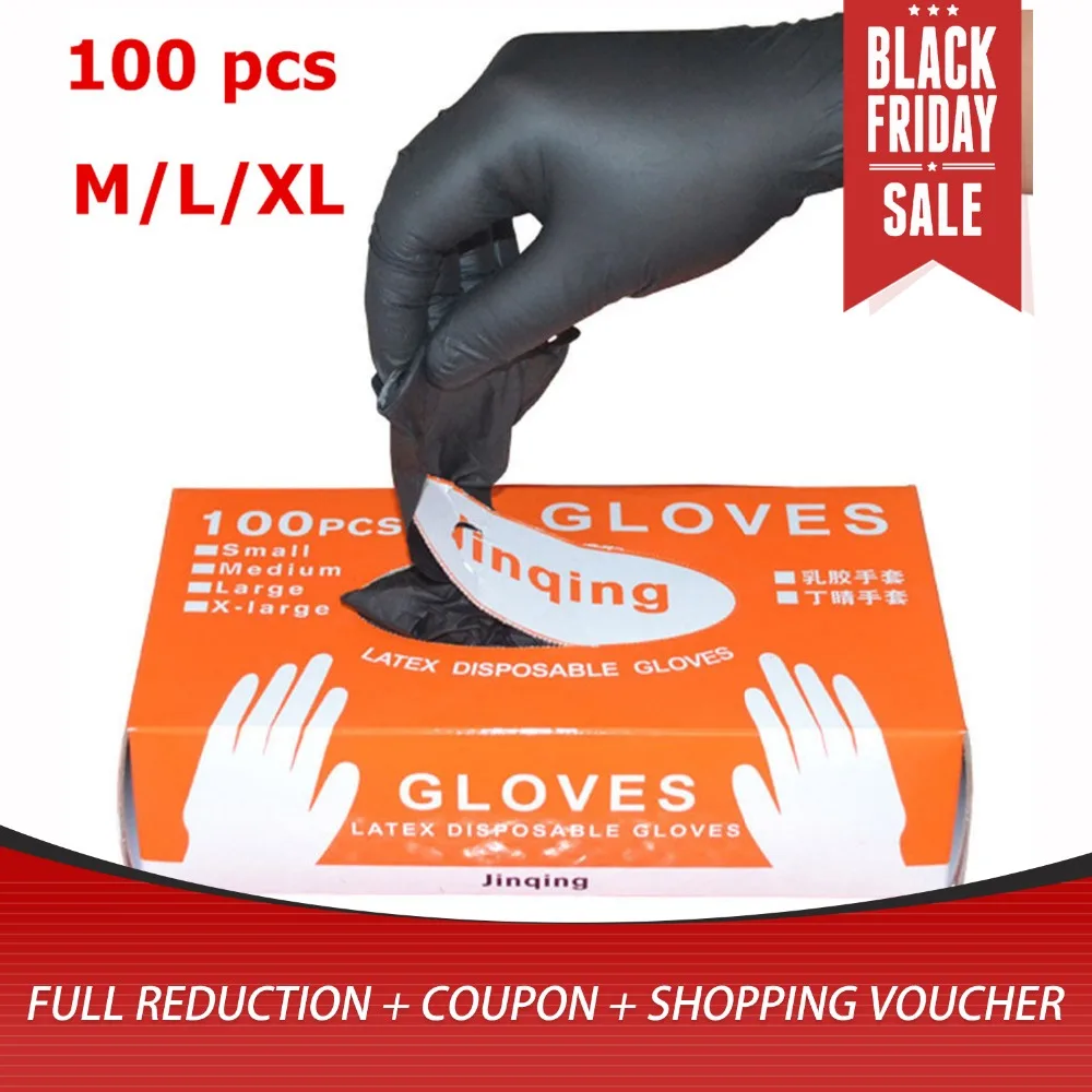 

100PCS/SET Household Cleaning Washing Disposable Mechanic Gloves Black Nitrile Laboratory Nail Art Anti-Static Gloves