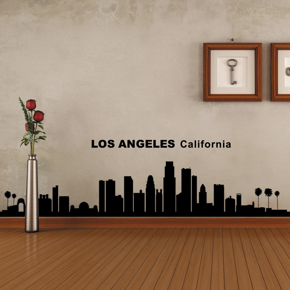 Los Angeles California City Skyline Silhouette Wall Decal Vinyl Art Quote 56cm X236cm City Skyline Wall Decalsvinyl Wall Quotes Aliexpress