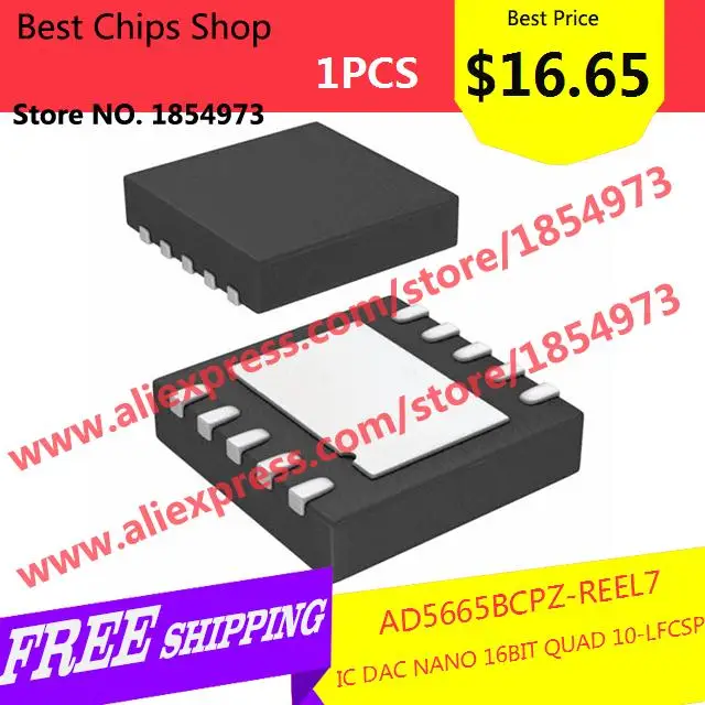 Free Shipping 1PCS=$16.65 ELectronic AD5665BCPZ-REEL7 IC DAC NANO 16BIT QUAD 10-LFCSP 5665 AD5665 | Электронные компоненты и