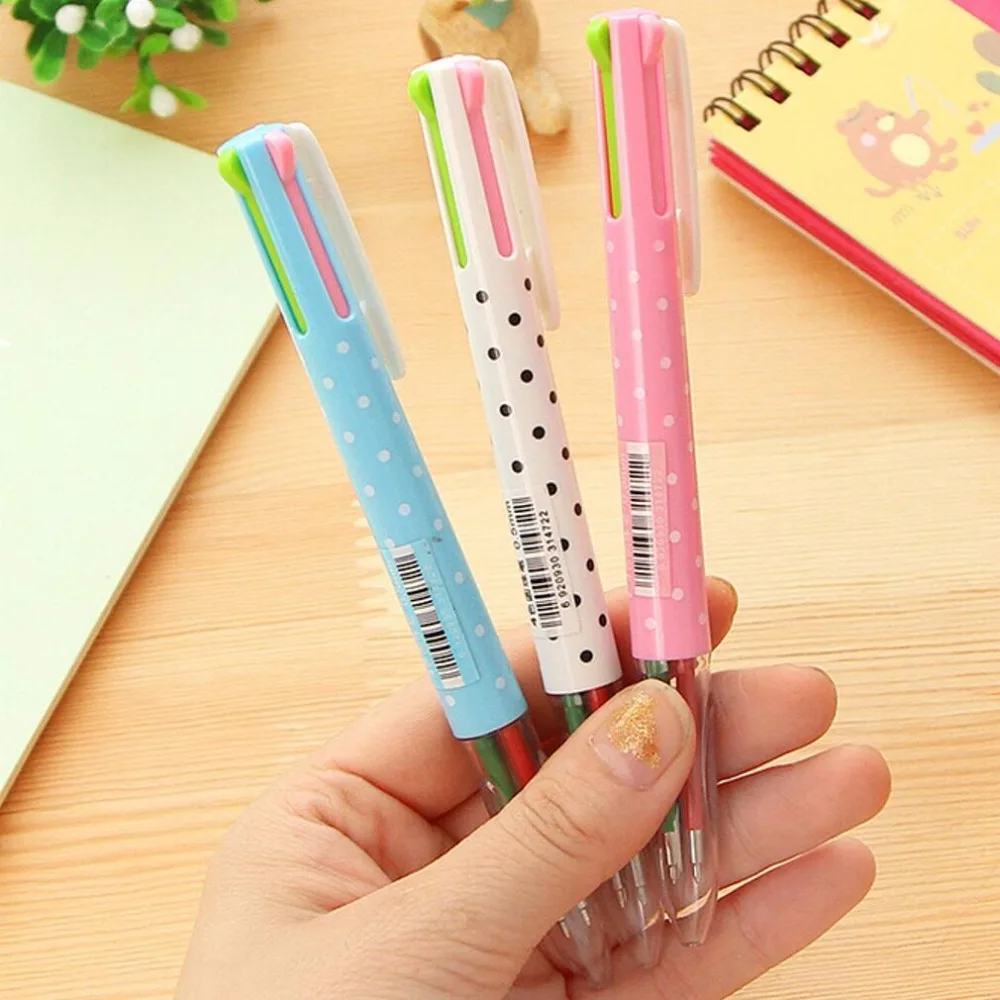 4 pcs/lot 4 colors in 1 pen Cute Kawaii Ballpoint Pen Dot Ball Point