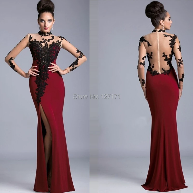 Ellie Wilde Red and Black Mermaid Dress - Ellie Wilde EW117043 - $518