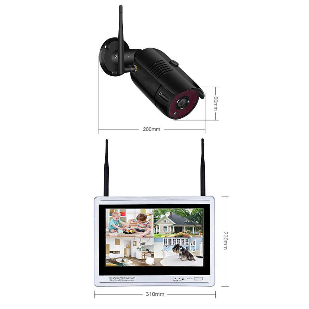 4CH система видеонаблюдения беспроводная 1080P 1" lcd NVR Камера безопасности Система 1080P IR Открытый P2P Wifi IP камера наблюдения комплект