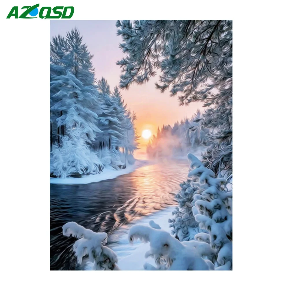 

AZQSD Diamond Embroidery Scenery Picture of Rhinestone Full Square Diamond Painting Cross Stitch Spring Landscape 5D DIY Hobby