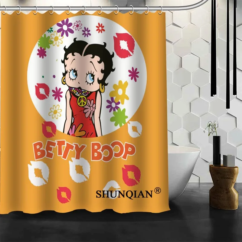 Best хороший обычай Betty Boop душ Шторы Для ванной Шторы Водонепроницаемый Ткань Ванная комната Шторы больше размер a6.1-37 - Цвет: Цвет: желтый