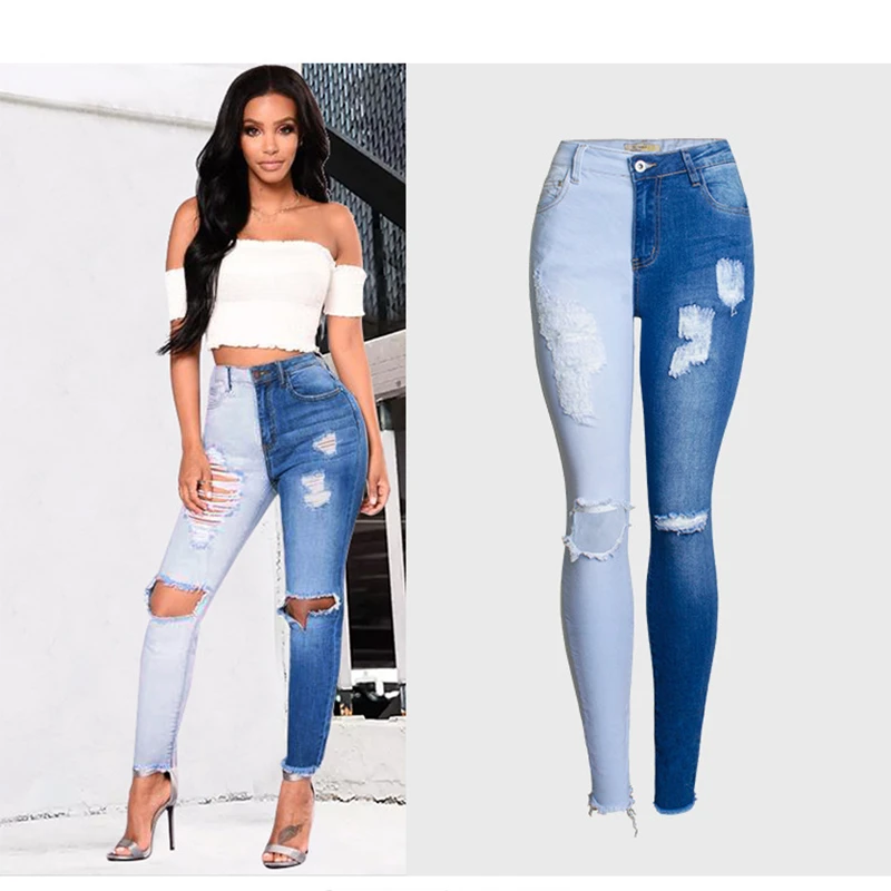 ladies skinny ripped jeans