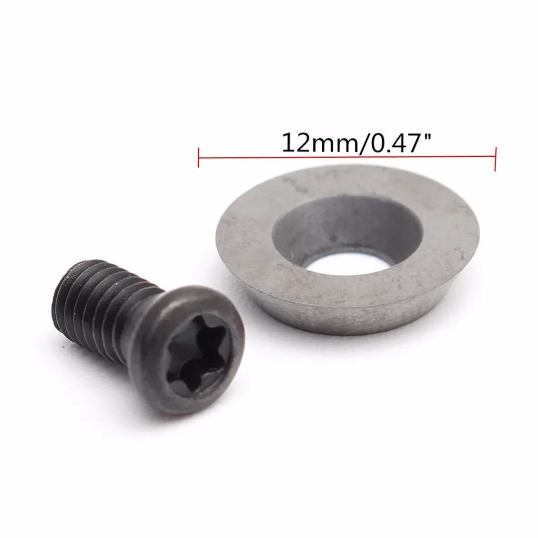 12mm Diameter Round Carbide Insert with Screw Woodworking Processing Blades for Boring Bar CNC Lathe Wood Turning Cutting Tool