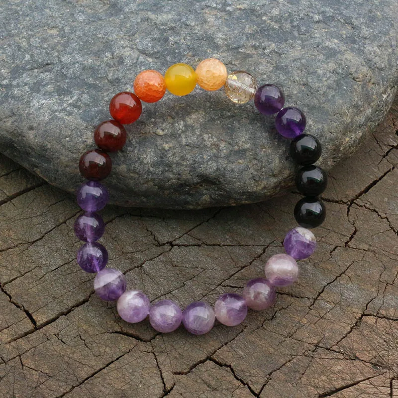 8mm Red Hair Quartz Crystal,JapaMala Necklace,Namaste Yoga Jewelry,Chakra Stones Mala, Buddhist Mala Prayer Bead, 108 Mala Beads