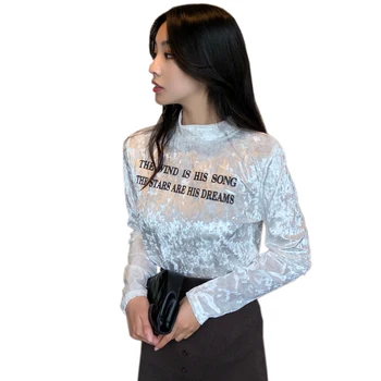 

2017 Korea Harajuku Small Turtleneck T Shirt Women Preppy Chic Velour Slim T-shirt School-days Female Print Tees Drop Shipping