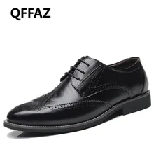 QFFAZ Black Yellow Brown Blue Men Leather Dress Shoes Business Formal Men Office Lace-up Oxford Shoes Form Men Plus Size 38-48 цена QFFAZ Black Yellow Brown Blue Men Leather Dress Shoes Business Formal Men Office Lace-up Oxford Shoes Form Men Plus Size 38-48 цены онлайн