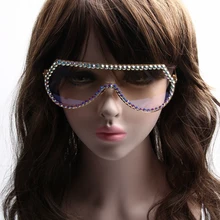 Luxury Crystal Brand Designer Fashion Women Sunglasses Gradient Optics Clear len Transparent Female Vintage Shade