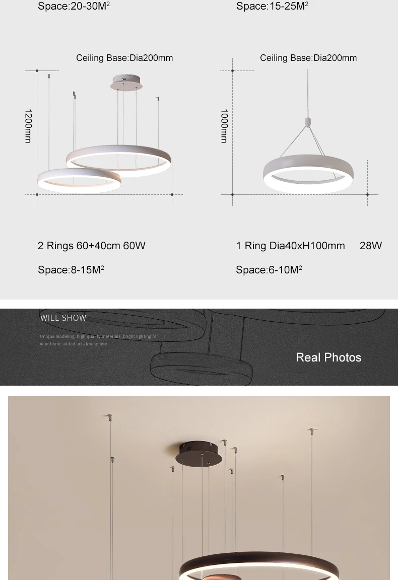 NEO Gleam Circel Ring современная светодиодная Люстра для гостиной, столовой, магазина, бара белого/кофейного цвета, подвесная люстра