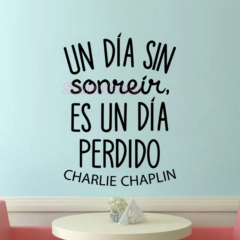 

Quote Sticker Un Dia Sin Sonreir Vinyl Wall Decal bedroom Removable Wall Art Wallpaper Wall Decor Living Room Home Decor Poster