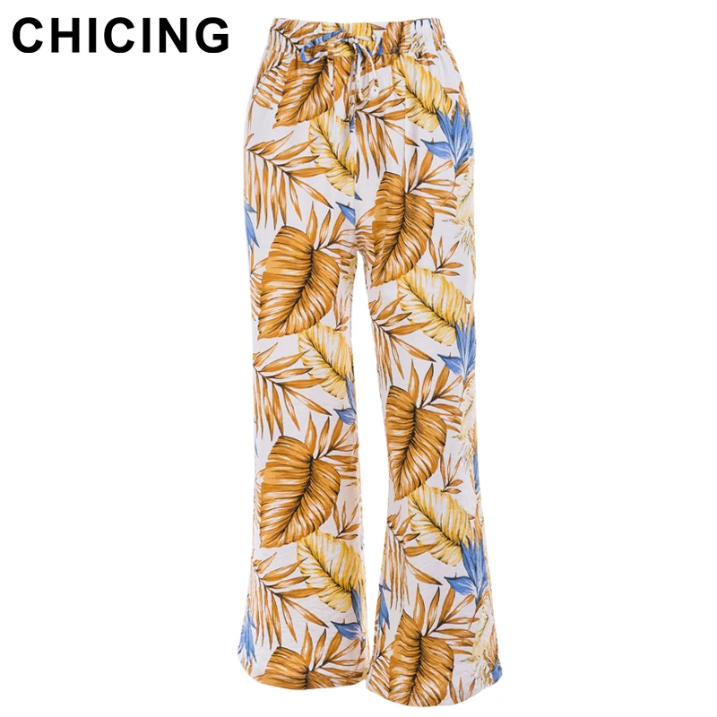 leaf print pants