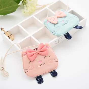 

2019 Fashion Cartoon Mini Cute Lovely Cat wallet girls baby hot lovely outdoor necesarry Coin Purse Change butterfly tie Bags