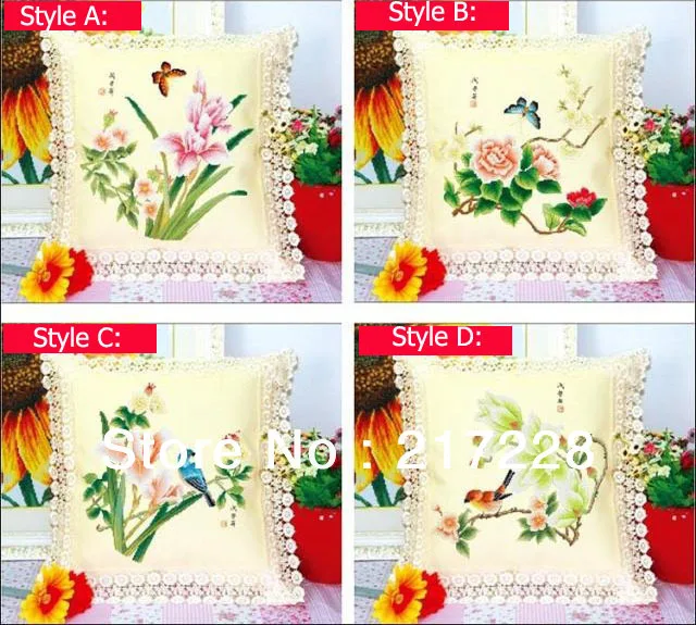 

cross stitch Pillowcase sofa car cushion Pillow FLOWER Free shipping CS-002PIL