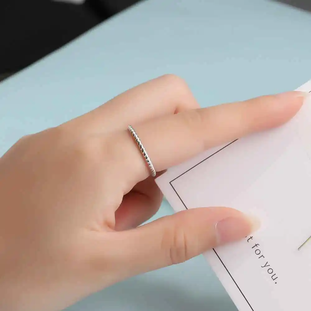 New 925 Sterling Sliver Rings for Women Rope Shape Rings Fashion Silver Jewelry Engagement Anniversary Gift JewelOra RI102772