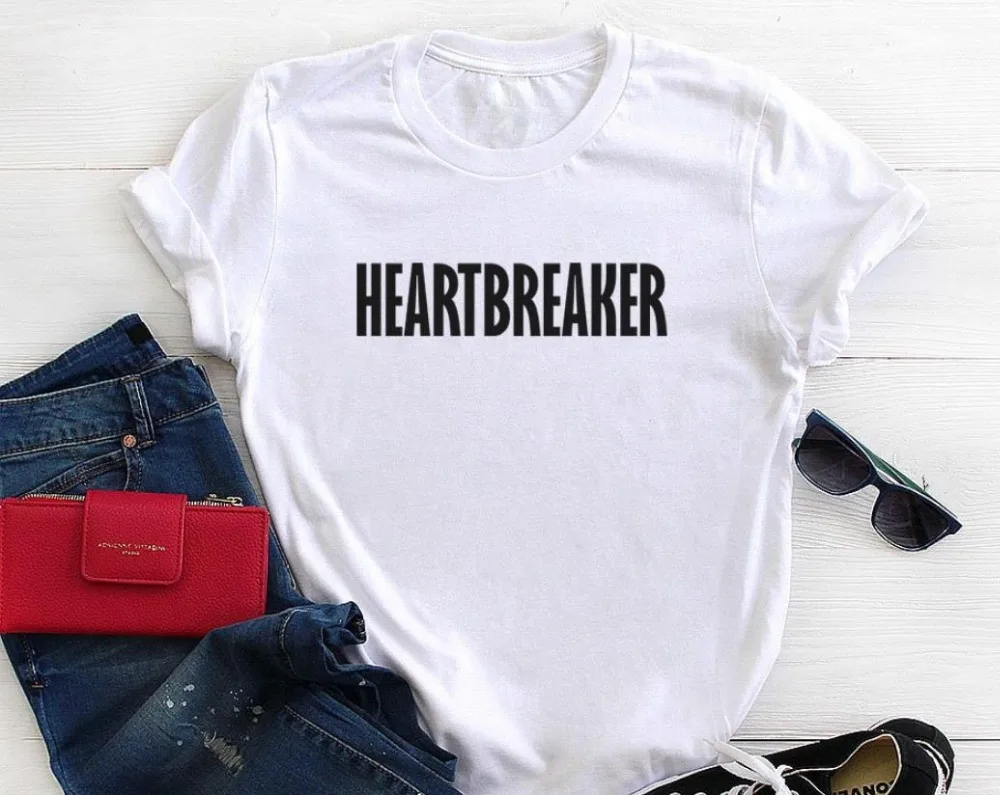 

Heartbreaker Letters Print Women T shirt Cotton Casual Funny Shirt For Lady Top Tee Tumblr Hipster Drop Ship NEW-43