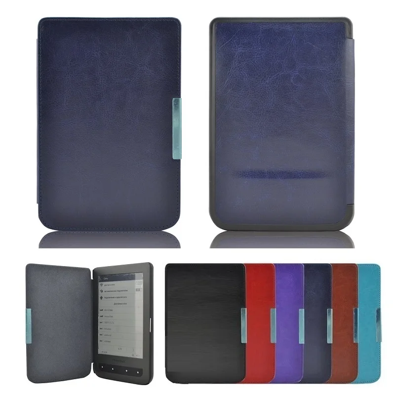 

Solque Ultra Slim Leather Flip Cover For Pocketbook Touch Lux 3 626 Plus Pocket book eBook Case Luxury Hard Shell e Reader Cases
