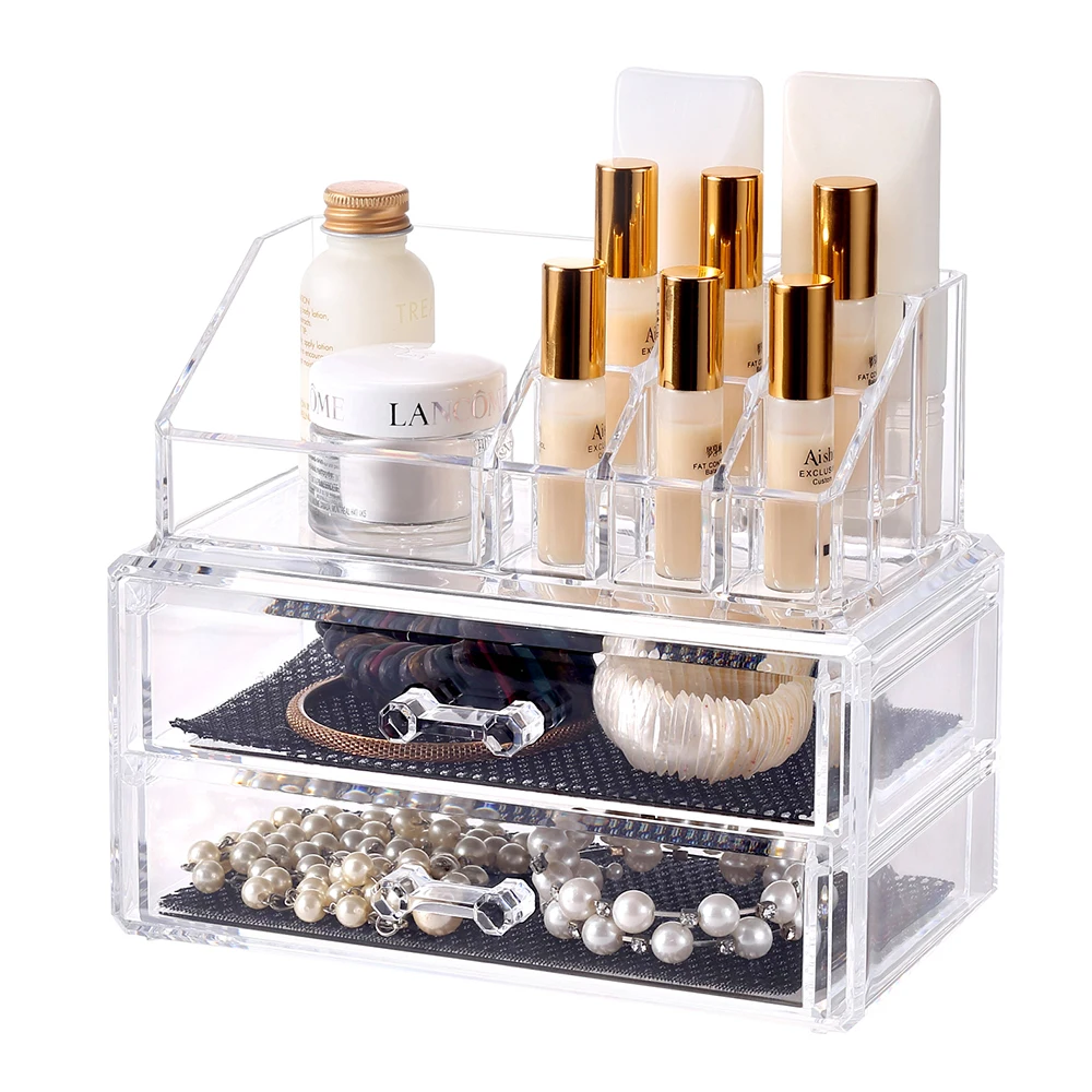Makeup Organizer Cosmetic Brush Holder 2layer Drawers Desk Jewelry