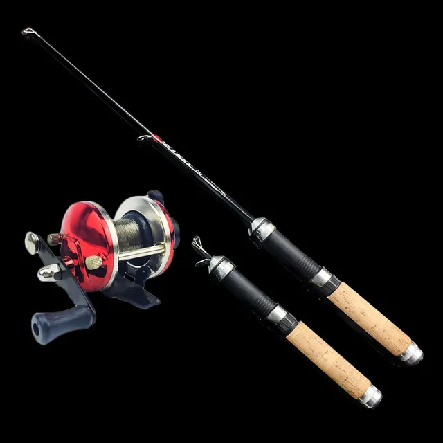 US $4.91 WALK FISH 60cm Mini Fishing Rod Ice Fishing Reel Carbon Pole Shrimp Ice Fish Rods for Winter Peche 
