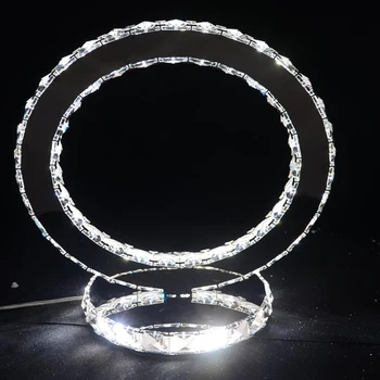 

Modern Table Lamp LED Diamond Crystal Bedroom Lighting Round Ring Beside Desk Lamp Fixtures K9 Crystal Study office bedroom lamp