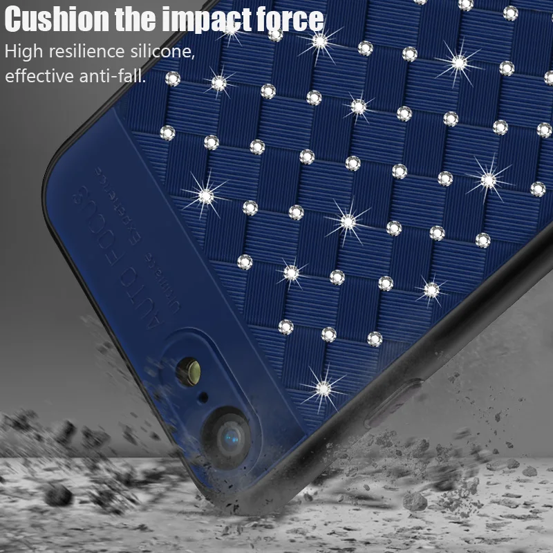 KIP71246_4_Rhinestone Glitter Case for iPhone 6S 7 8 Plus XS XR XS Max Soft TPU Diamonds Weaving Protection Back Cover