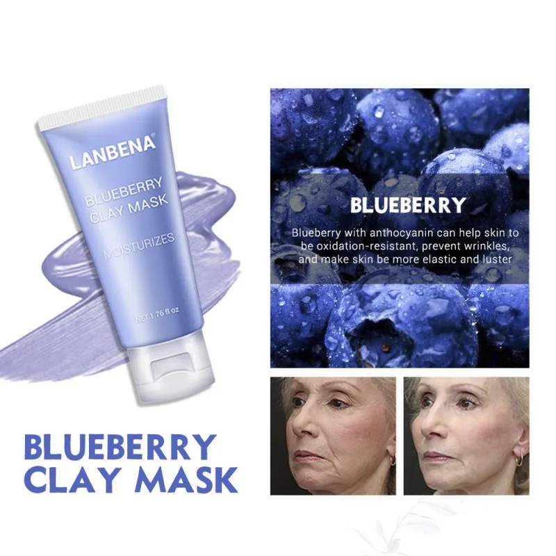 

Deep Cleaning Remove Grease Shrinks Pores Nourishing Skin Care Mung Bean Clay Face Mask+Bamboo Charcoal+Blueberry+Rose