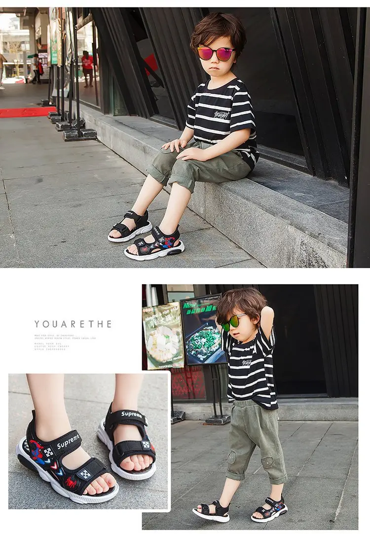 ZYJ Kids Spiderman Summer Sandals Garden Boys Girls Cartoon Bear Spider Man Shoes Sport Anti Slip Baby Beach Sandal Shoes (12)