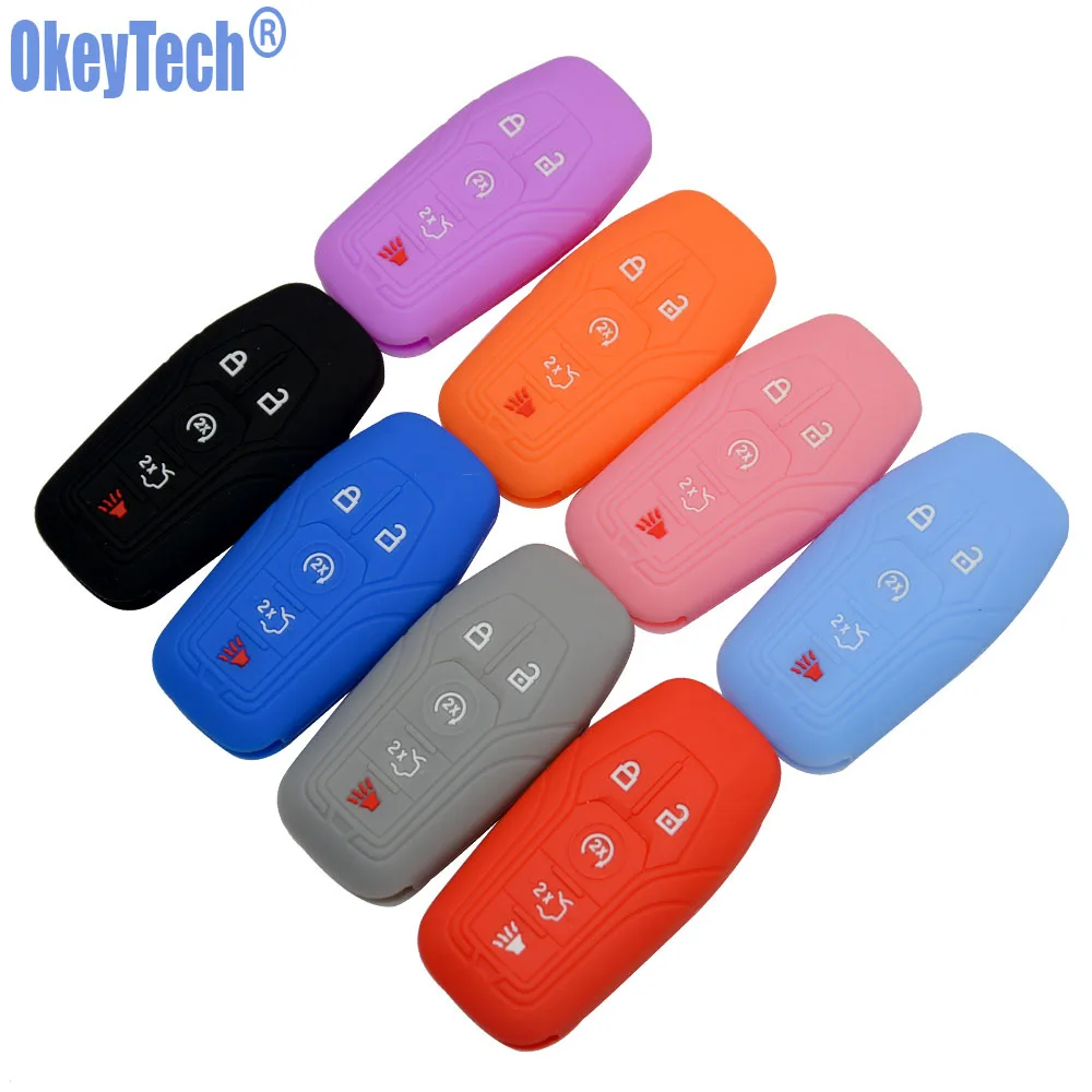 OkeyTech силиконовый чехол для FORD EDGE EXPLORER Fusion Mustang F150 Lincoln MKZ MKC 5 кнопочный пульт