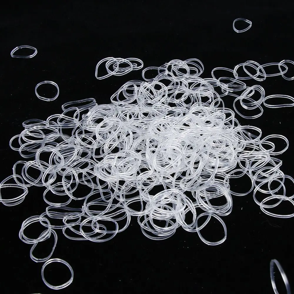 1000Pcs Clear Ponytail Holder Elastic Rubber Band Hair Ties Ropes Transparent BB 