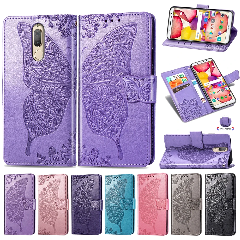 

Huawei Mate 20 Lite Case Mate 10 Lite Case Butterfly Embossed Leather Cover for etui Huawei Mate 10 Lite Mate 20 Lite Phone Case