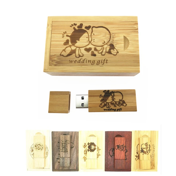 Один шт Бесплатный Логотип Деревянный usb + коробка флэш накопитель 4 ГБ 8 16 32 64