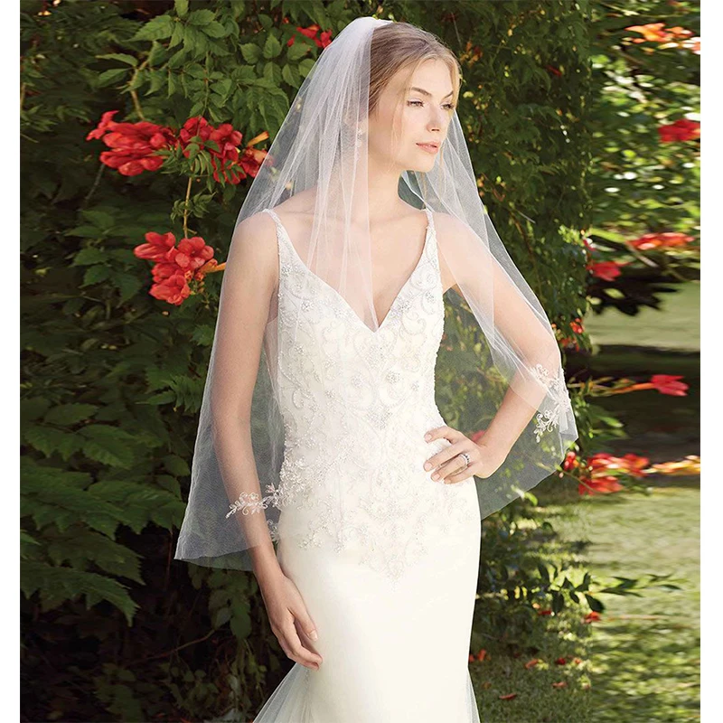 

Verngo Bridal Veils Appliques Wedding Veil 1-tier Fingertip Veil Wedding Accessories