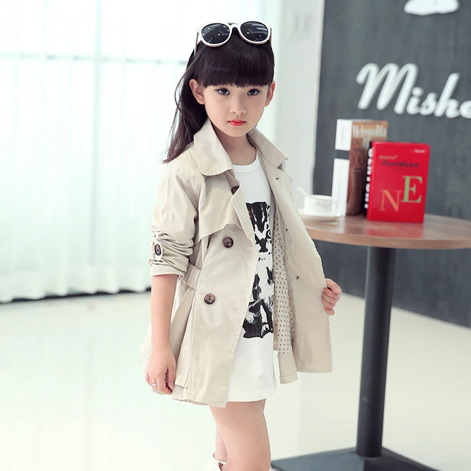 

2017 Teenage Girls Coat Spring Coat Kids Children's Outerwear New Fashion Autumn Winter Long Jacket For3-12 Years Girls Baby