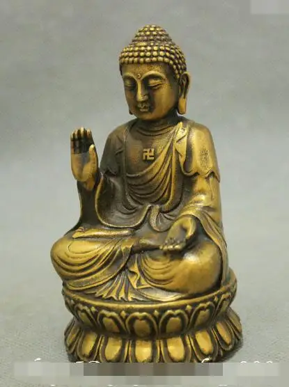 

S4530 12CM Chinese Bronze Boddhism Shakyamuni Sakyamuni Tathagata Buddha Statue Set