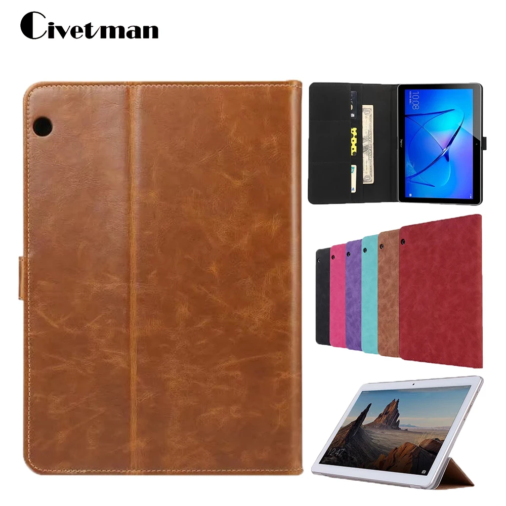 

Smart For Huawei MediaPad T3 10 AGS-L09 AGS-L03 Silk Grain Folding PU Leather Tablet Case Cover For Huawei T3 10 9.6" Tablet