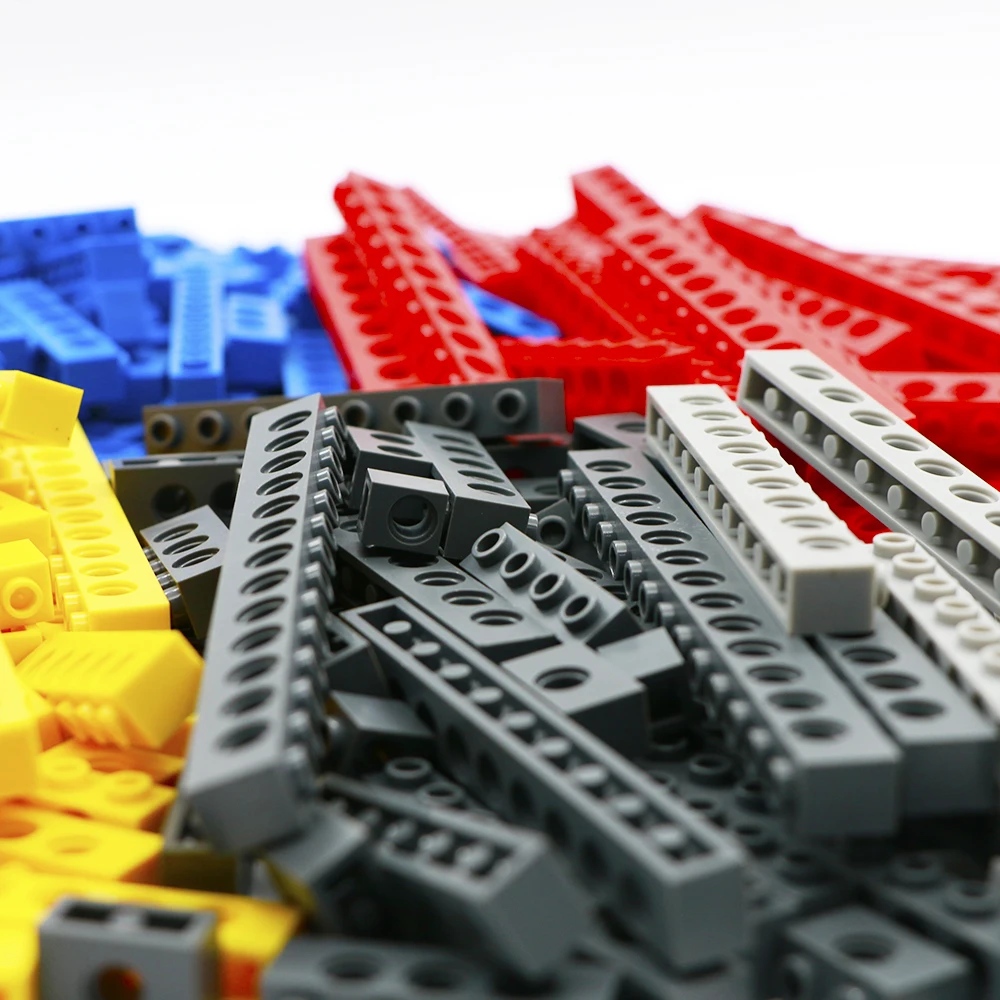 Baratos Compatible LegoINGlys bloques de construcción técnica piezas a granel ladrillos gruesos MOC 10 tamaño 5 combinación de colores tachonado largo haz juguetes lote